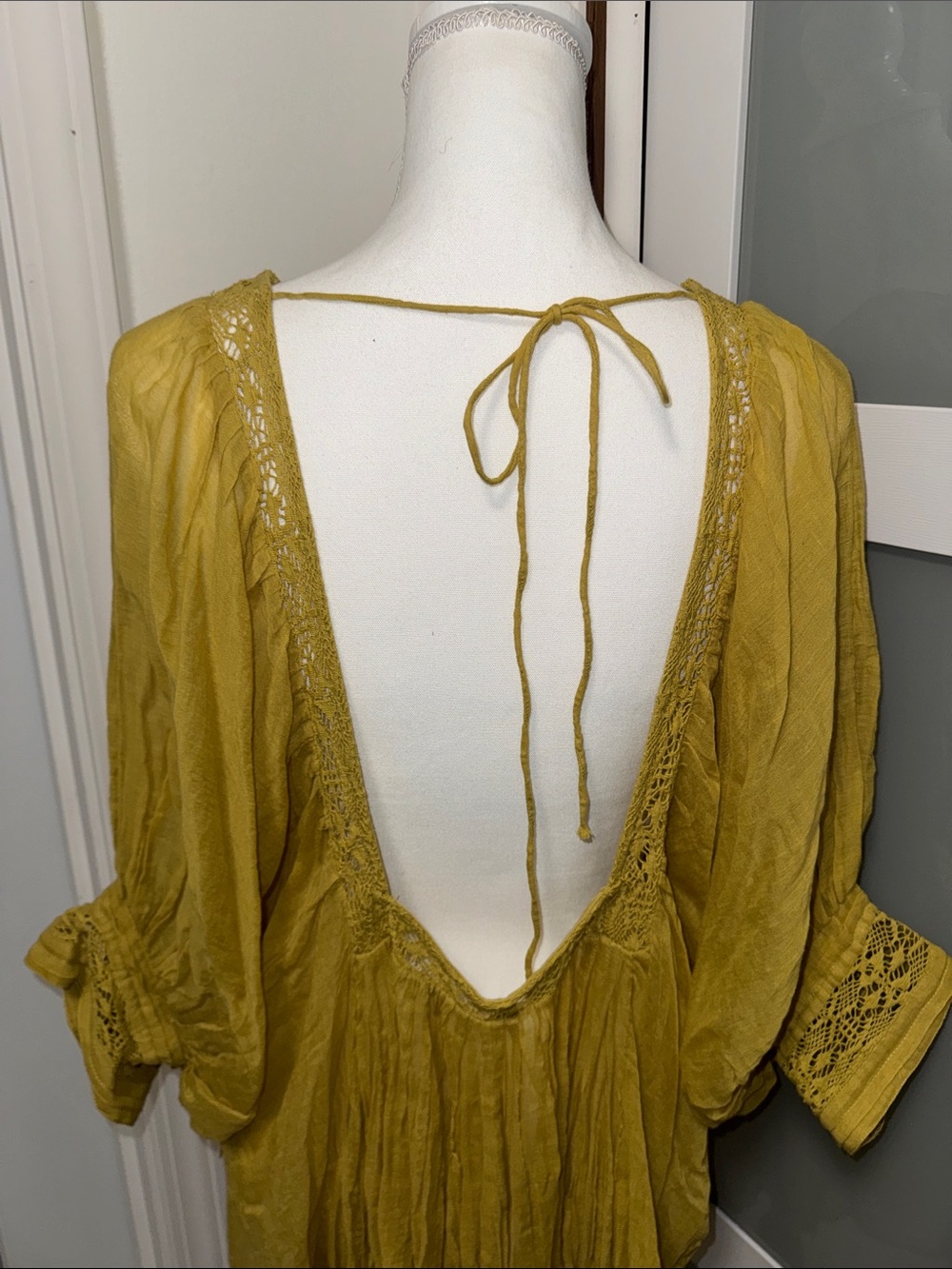 Free People Mustard Yellow Boho Pintuck Tunic - Picture 7 of 12
